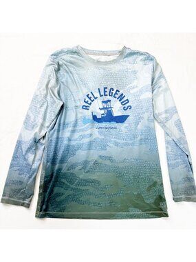 Reel Legends Youth Reel-Tec Long Sleeve Fishing Shirt Blue Camo M 10/12